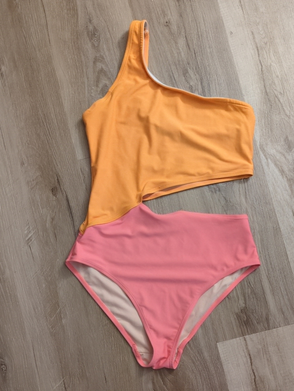 Joe Fresh One-Shoulder Colorblock Kids One-Piece Swimsuit in Yellow and Pink
